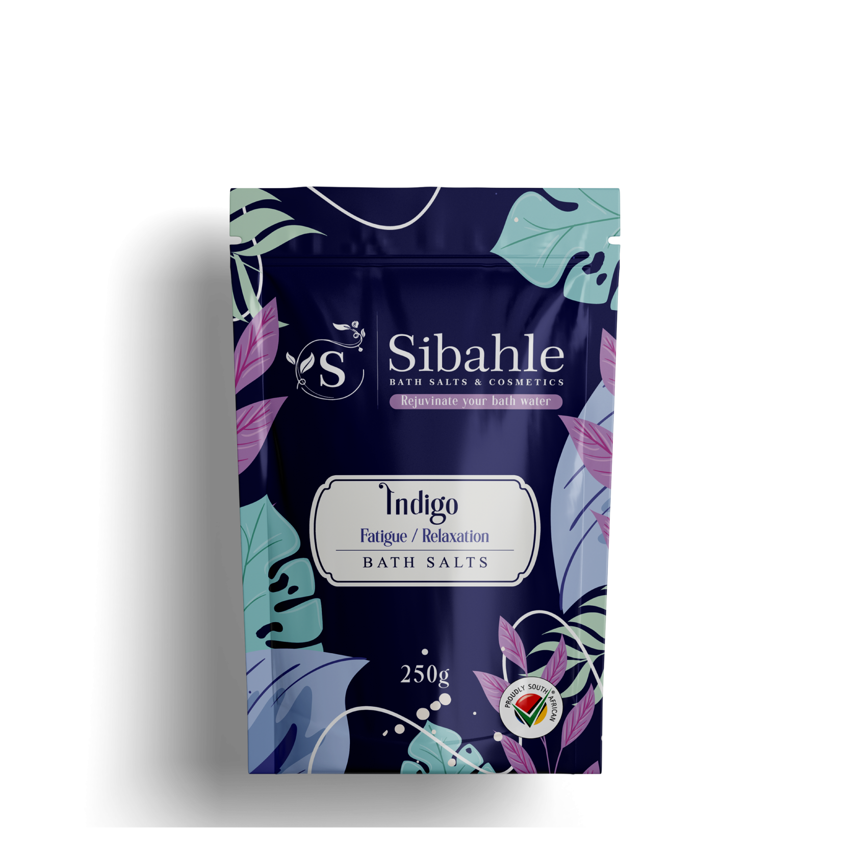 Sibahle Indigo bath salts packaging on a white background