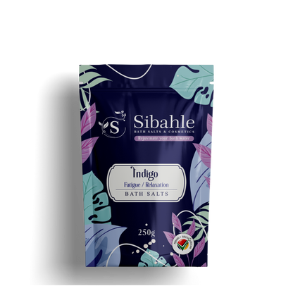 Sibahle Indigo bath salts packaging on a white background