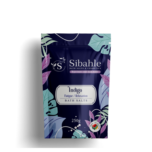 Sibahle Indigo bath salts packaging on a white background